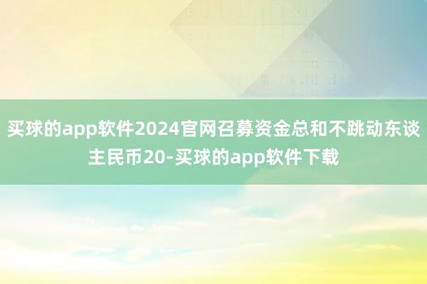 买球的app软件2024官网召募资金总和不跳动东谈主民币20-买球的app软件下载