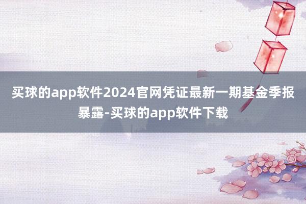 买球的app软件2024官网凭证最新一期基金季报暴露-买球的app软件下载