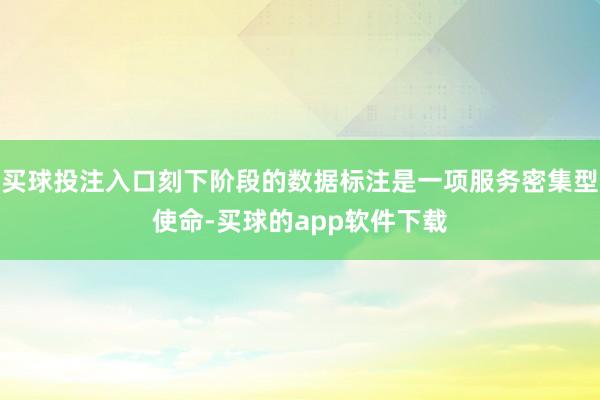 买球投注入口刻下阶段的数据标注是一项服务密集型使命-买球的app软件下载